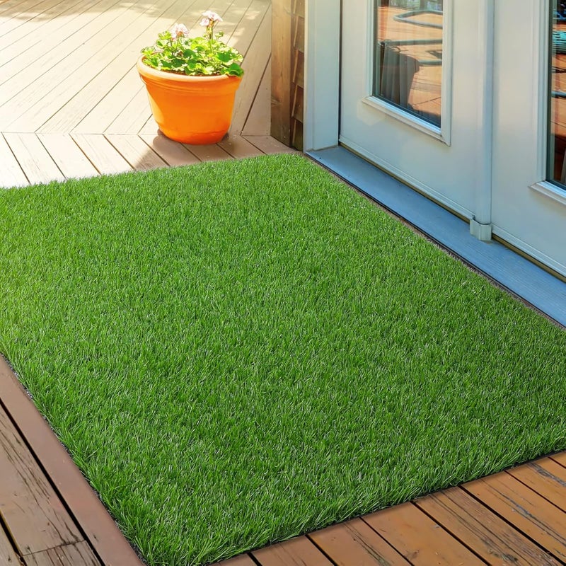 LINLA Artificial Grass Door Mat，42x35 Inches Outdoor Rug Synthetic Fake Dog Grass Mat Turf Waterproof Durable Doormat for Indoor Entryway, Outside Patio, Lawn, Garden - Image 1